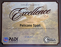 PADI Certification of Recognition for Excellence